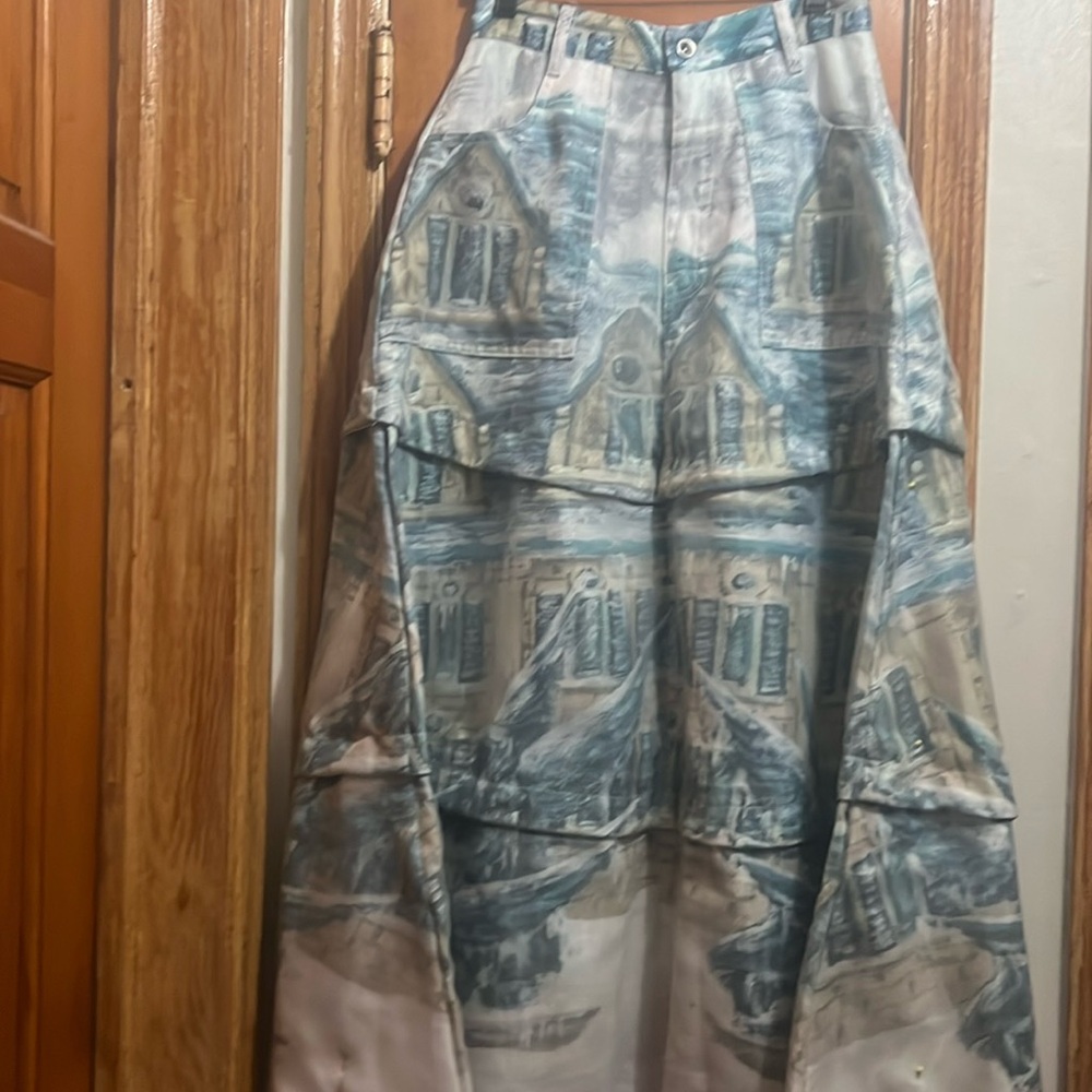 Who Decides War Blue and Cream  Maxi Skirt